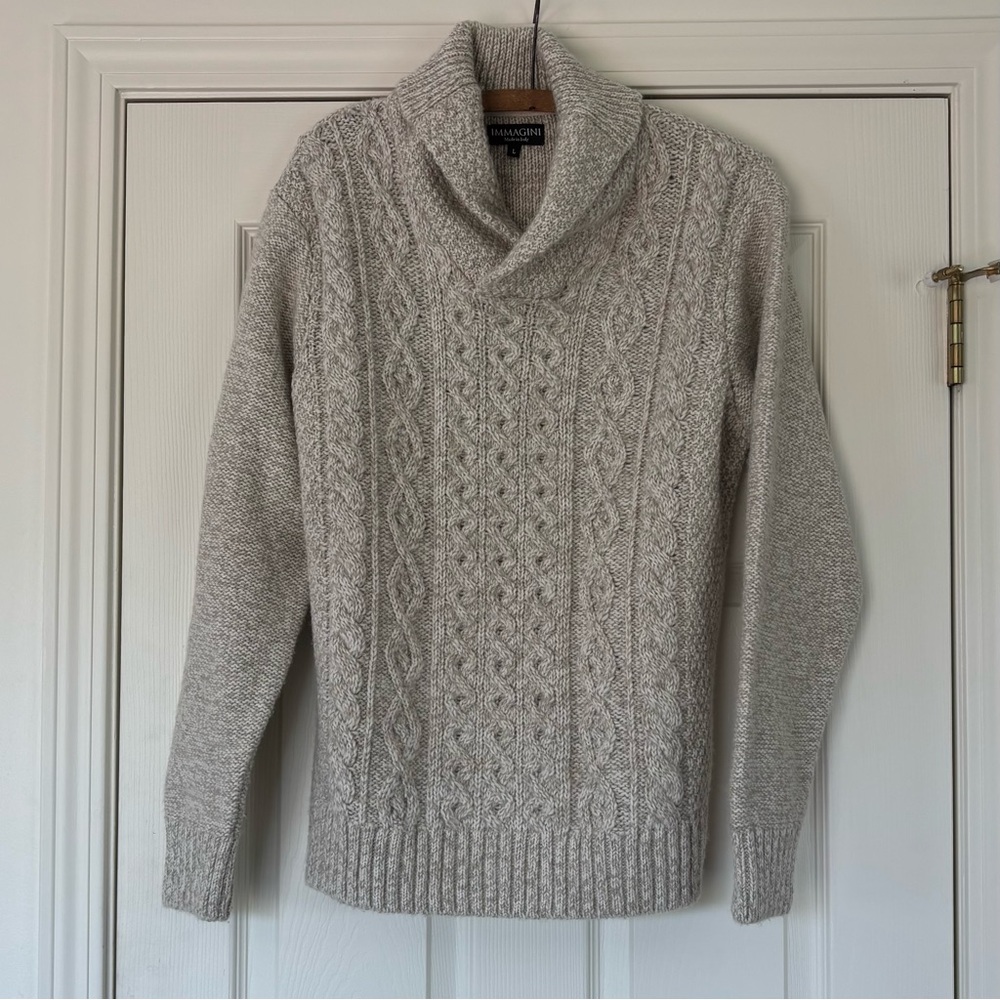 IMMAGINI Men’s shawl neck sweater Large.